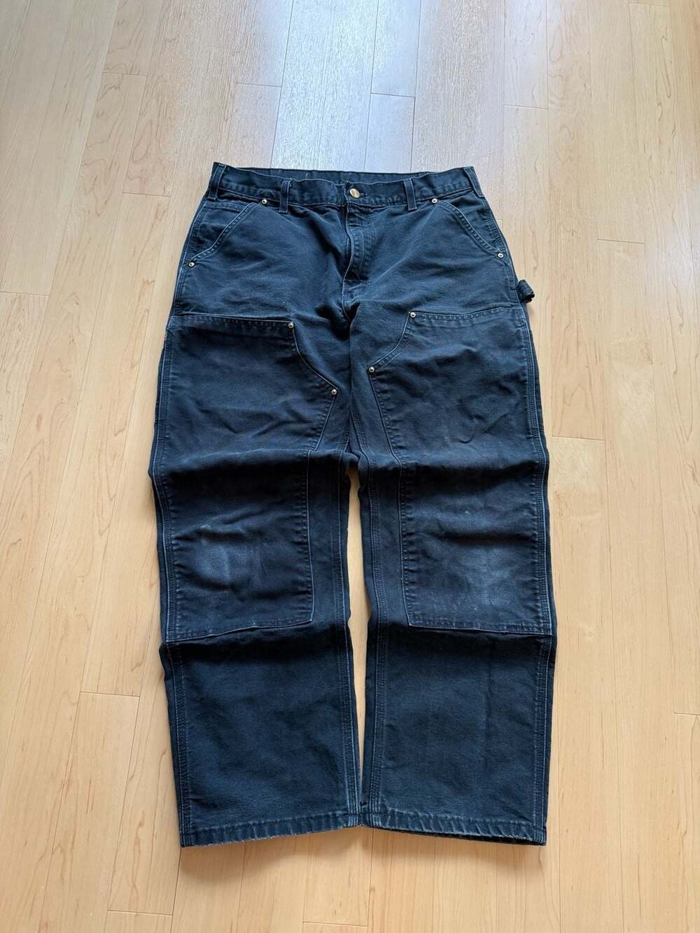 90s B01 Vintage Carhartt Duck Double-Knee Pants USA Faded Black